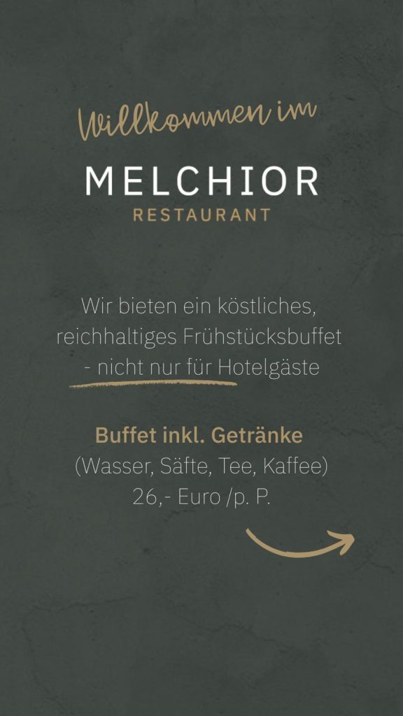 Willkommen im Melchior Restaurant im Belsers Hotel in Nürtingen, mit Frühstücksbuffet und Getränken, ideal für Hotelgäste und Besucher.
